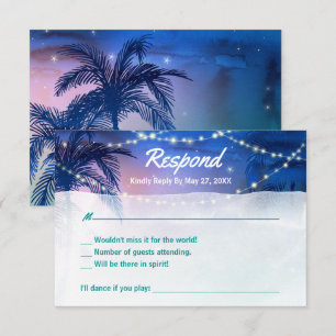 Elegant Rustic Watercolor Palm Tree Beach Wedding RSVP Card