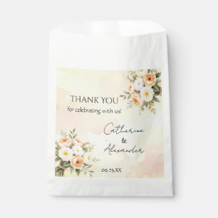 Elegant Rustic Watercolor Roses Wedding Thank You Favour Bag