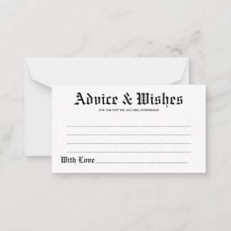 Elegant Rustic Wedding Advice & Wishes Card