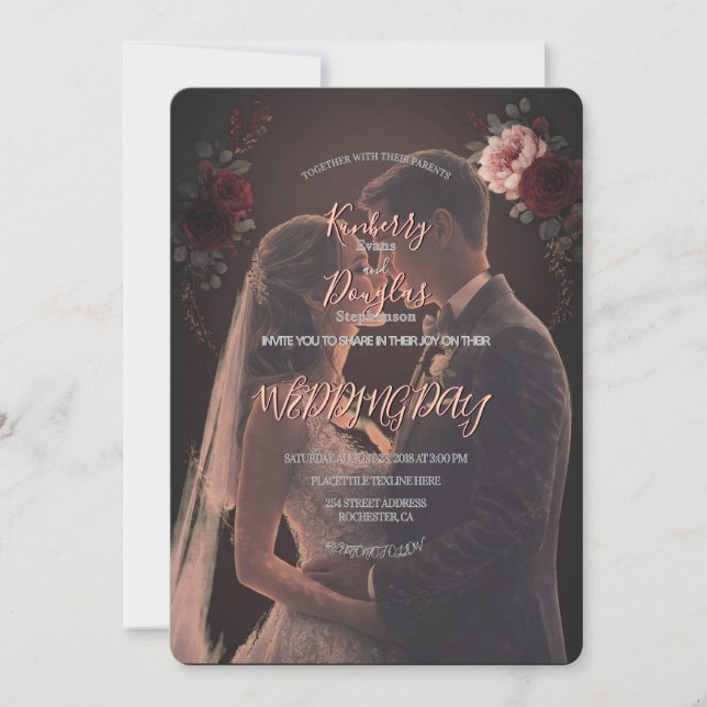 Elegant Rustic Wedding Day Romantic Invitation (Devant)