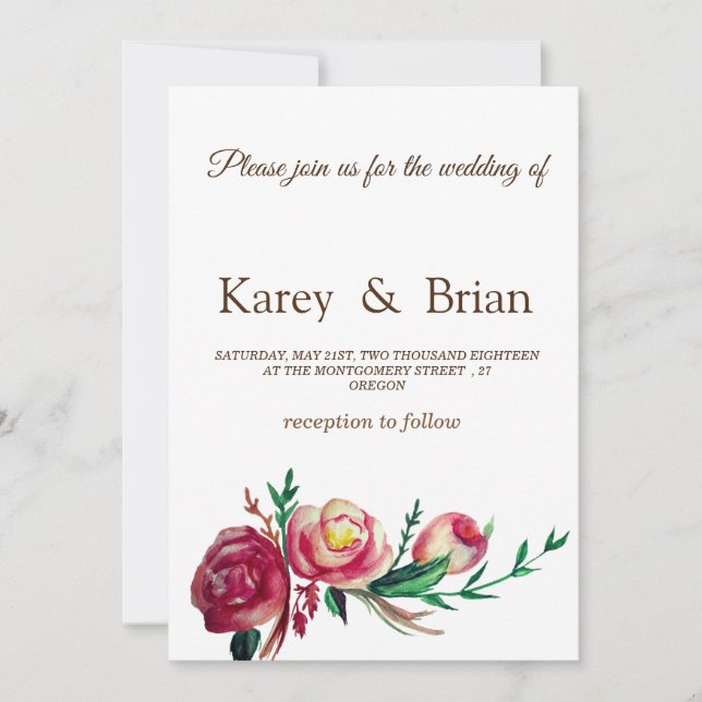 Elegant Rustic Wedding Invitation Card (Front)