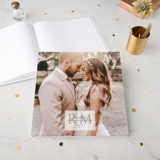 Elegant Rustic Wedding Photo Guest Book (Front Open)