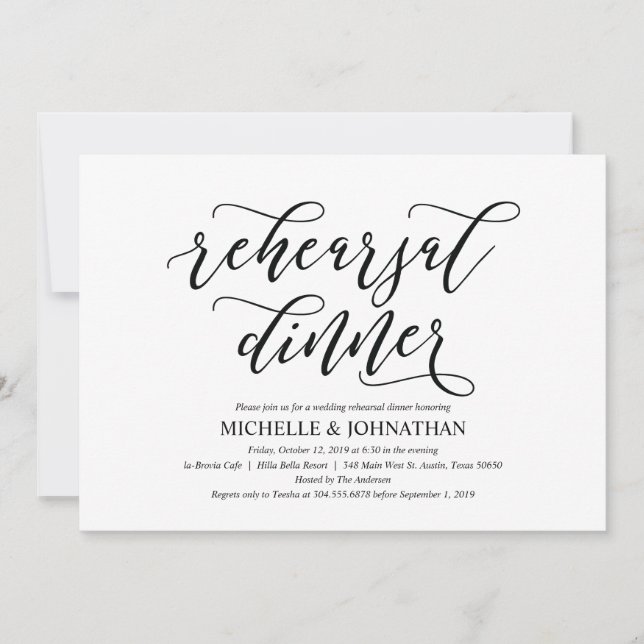 Elegant Rustic Wedding Rehearsal Dinner Invites (Front)