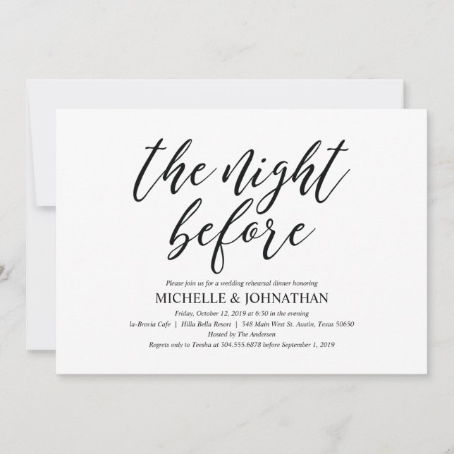 Elegant Rustic Wedding Rehearsal Dinner Invites (Front)