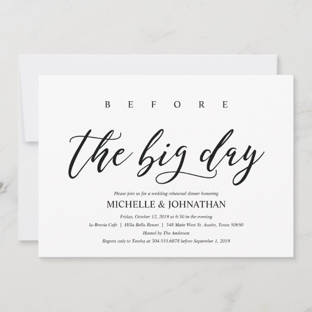 Elegant Rustic Wedding Rehearsal Dinner Invites (Front)