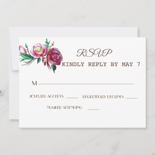 Elegant Rustic Wedding RSVP Invitation (Front)