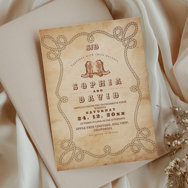 Elegant Rustic Western Wedding  Invitation (Creator Uploaded)