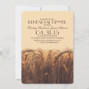 elegant rustic wheat rehearsal dinner invitations