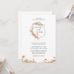 Elegant Rustic Whimsical Wildflowers Wedding Invitation