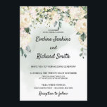 Elegant rustic white roses floral greenery wedding invitation<br><div class="desc">Elegant rustic white roses floral greenery wedding invitations,  Contact me for matching items or for customization,  Blush Roses ©</div>
