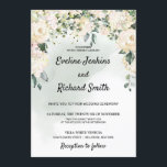 Elegant rustic white roses floral greenery wedding invitation<br><div class="desc">Elegant rustic white roses floral greenery wedding invitations,  Contact me for matching items or for customization,  Blush Roses ©</div>