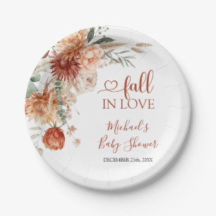 Elegant Rustic Wildflower Fall in Love Baby Shower Paper Plate