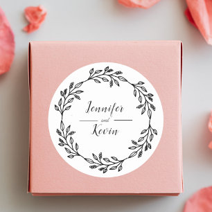 Elegant Rustic Wildflower Folk Wedding Favour Classic Round Sticker