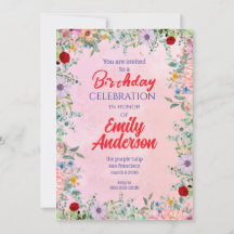 Elegant Rustic Wildflower Frame Birthday