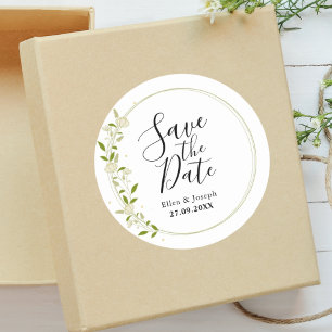 Elegant Rustic Wildflower Wedding Save The Date Classic Round Sticker