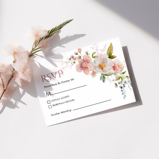 Elegant Rustic Wildflowers Wedding RSVP Card (Creator Uploaded)