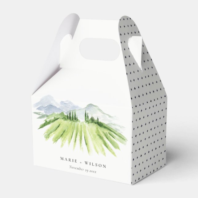 Elegant Rustic Winery Vineyard Mountain Wedding Favor Box (Front Side)