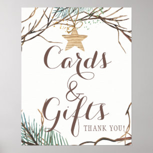 Elegant rustic winter pine cards and wedding sign