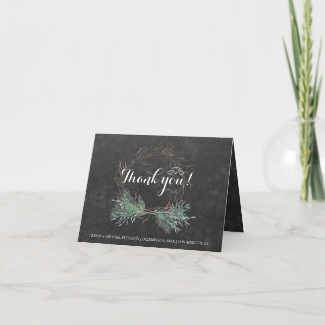 Elegant rustic winter thank you wedding (Front)