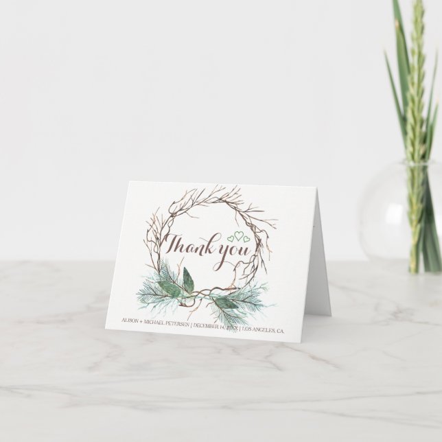 Elegant rustic winter thank you wedding (Front)