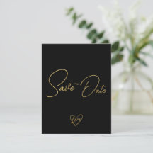 Elegant Rustic Wood Black and Shiny Save the Date