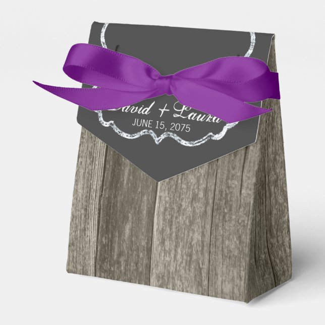 Elegant Rustic Wood Chalkboard Wedding Favor Box (Front Side)