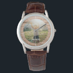 Elegant Rustic Wood Custom Name Photo Watch<br><div class="desc">Perfect keepsake gift for grandparents! This rustic modern watch features a favourite photo along with your personalized name on a medium brown wood panel backdrop.</div>