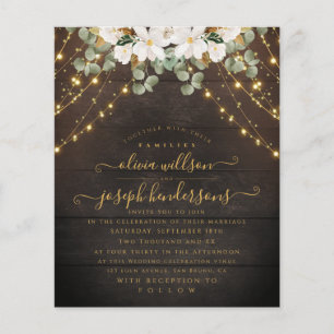 Elegant Rustic Wood Florales Lights String wedding Flyer