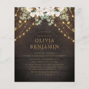 Elegant Rustic Wood Florales Lights String wedding Flyer