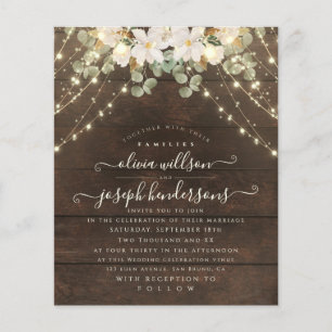 Elegant Rustic Wood Florales Lights String wedding Flyer