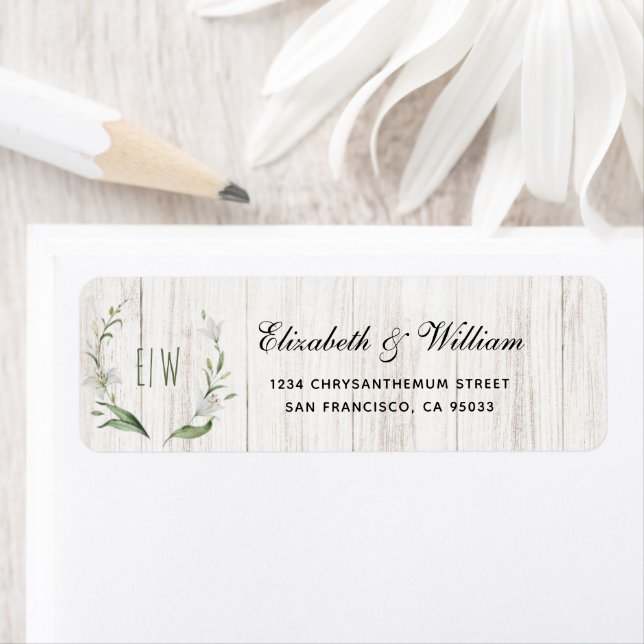 Elegant Rustic Wood & Greenery Adresse de retour (En situation)