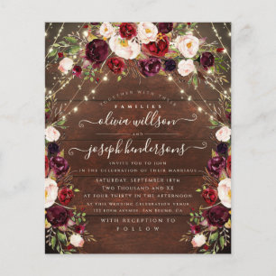 Elegant Rustic Wood Lights Floral wedding Flyer
