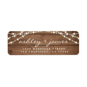 Élégant Rustic Wood Lights Mariage Adresse de reto