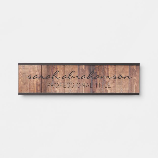 Elegant Rustic Wood Office Door Signs (Front)