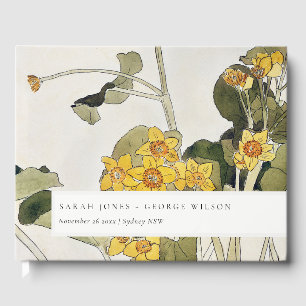 Elegant Rustic Yellow Daffodil Floral Wedding Guest Book