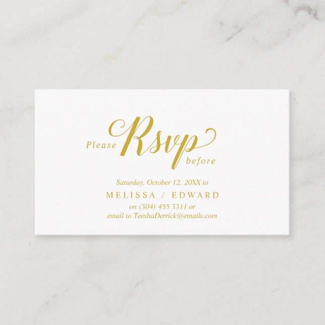 Elegant Rustic, Yellow Gold, RSVP respond, Reply Enclosure Card (Front)