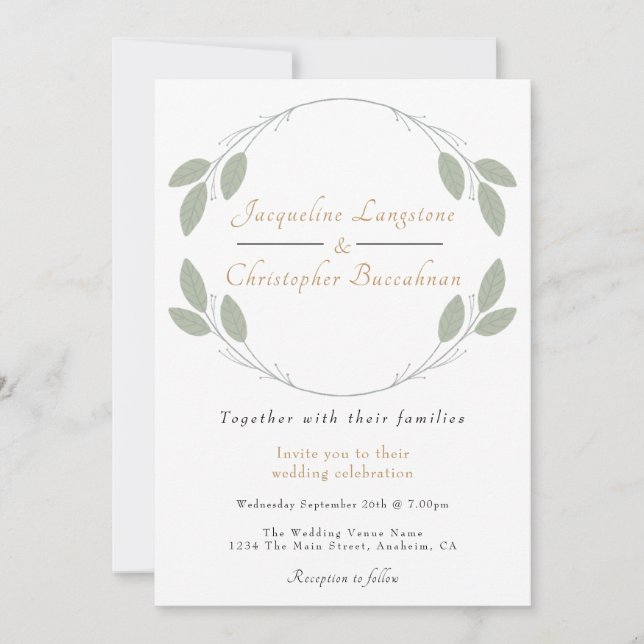 Elégant Rustique Eucalyptus Mariage Invitations (Devant)