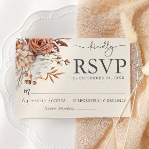 Elégant Rustique Mariage d'automne carte RSVP