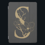 Elegant S Boho Floral Monogram Initial Grey Gold iPad Pro Cover<br><div class="desc">Elegant S Boho Floral Monogram Initial Grey Gold 

*each letter has its own listing; if your letter is not yet available,  please message me and I will move it to the top of the list.</div>