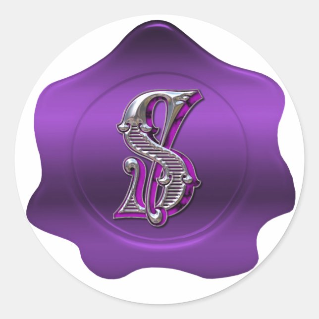 Élégant S Monogram Purple Wax Sticker (Devant)
