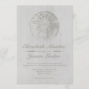 Elégant sable de plage Dollar Mariage Invitations