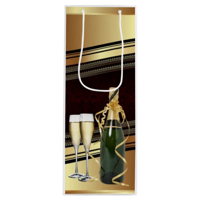 Élégant sac cadeau Champagne or / Vin (Devant)