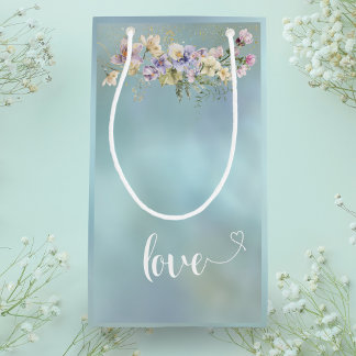 Élégant sac cadeau Floral bleu