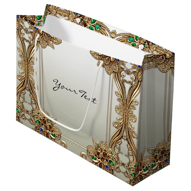 Elégant sac cadeau Ornate or (Devant Angle)