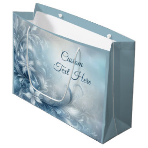 Élégant Sac Cadeau Personnalisé Floral Gelé Bleu G