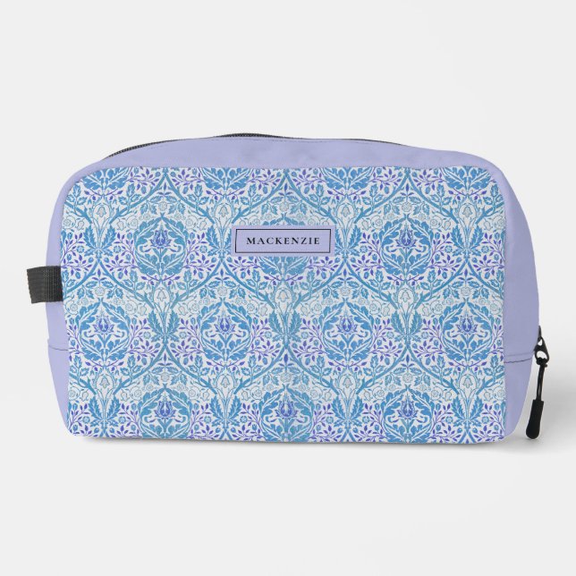 Élégant sac de toilette à motifs floraux bleu (Recto)