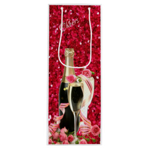 Élégant sac en papier de vin Champagne rouge étinc