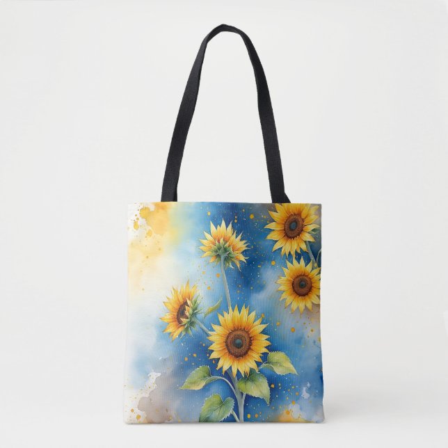 Elégant Sac fourre-tout d'aquarelle de tournesol (Devant)