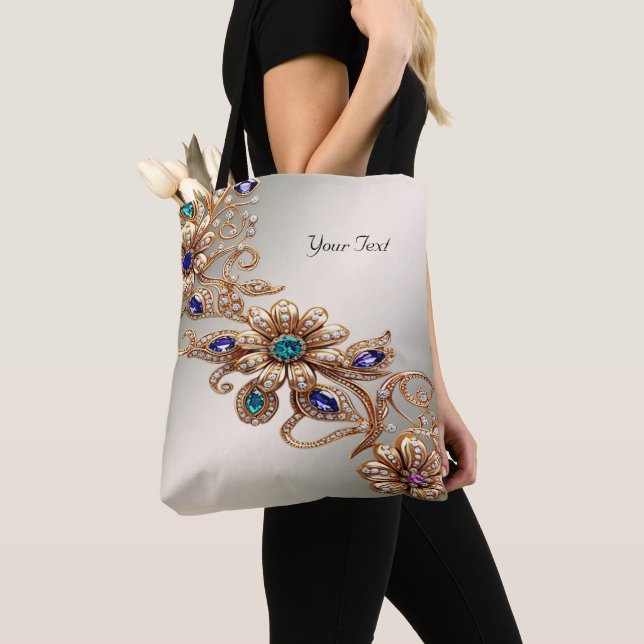 Elégant Sac fourre-tout de fleurs de bijoux en or (De près)