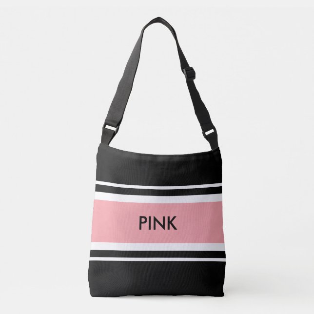 Elégant Sac fourre-tout noir rose et blanc (Devant)